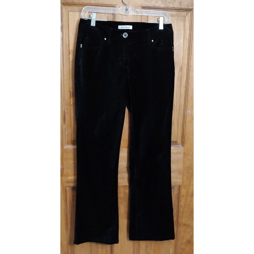 White House Black Market Womens Velour Pants Sz 2 Blanc Black Velvet Boot Leg XS